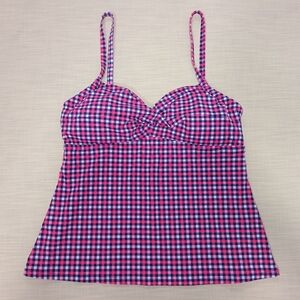 Women's Swimsuit Top Twist Bra Tankini Colorful Checkered Top Size 16